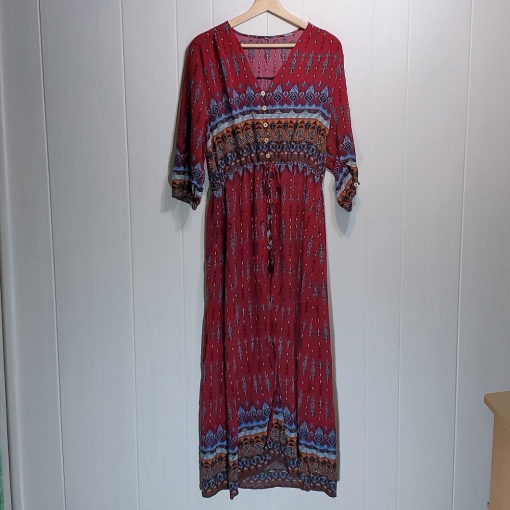 Red boho dress